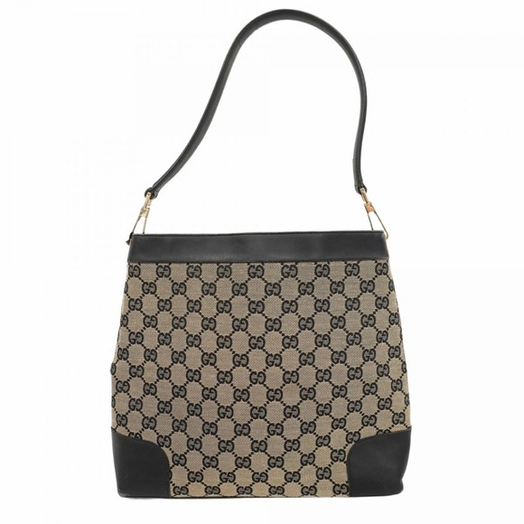 Gucci Shoulder Bag GG Canvas 001 4231 Beige Black Champagne Women's - Picture 1 of 10